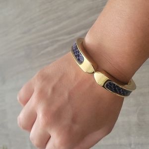 Stella & Dot Emerson Bangle- Blue Snake leather